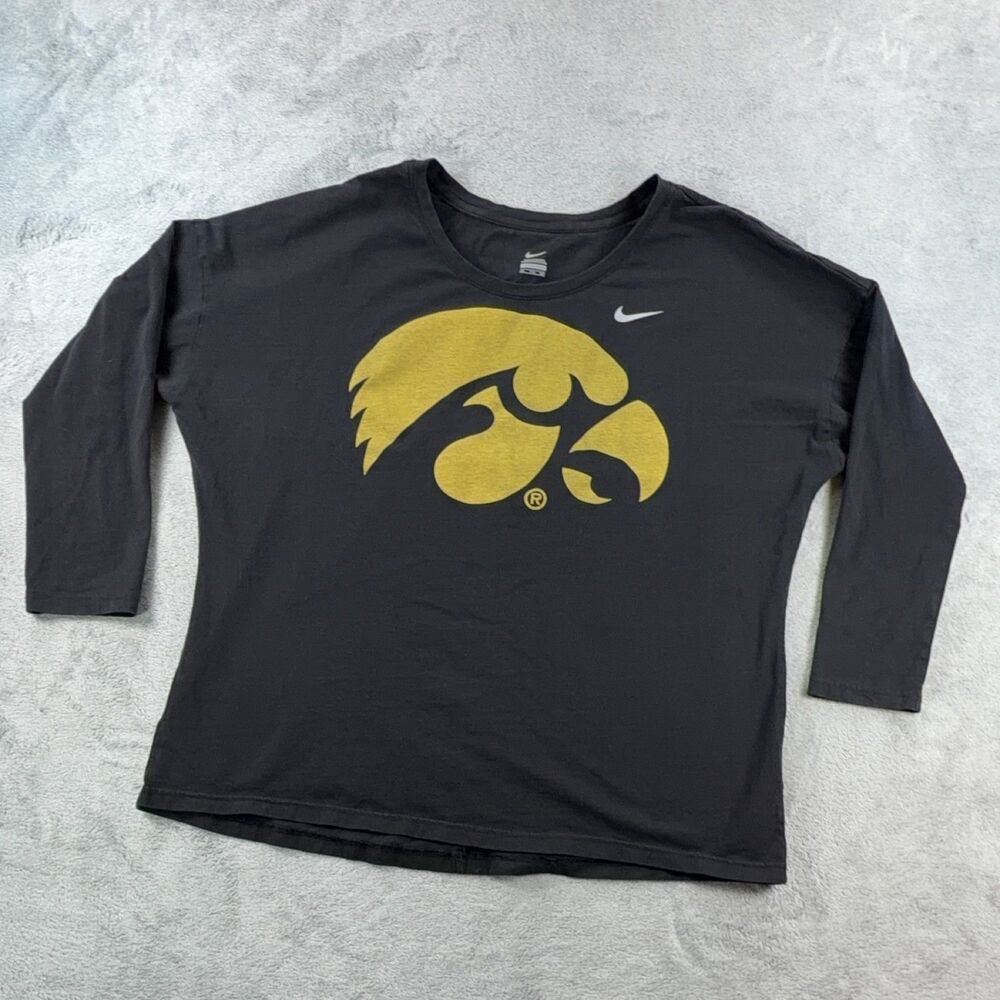 Nike Iowa Hawkeyes Football Long Sleeve T-Shirt Men's Size 2XL Gold Black Gold